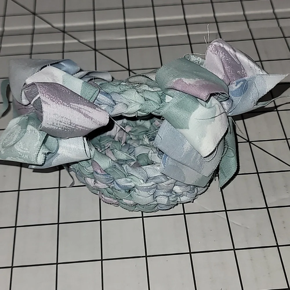 Braided Fabric Basket with Bows on‎ Handle,  handmade item